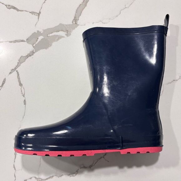 Wonder Nation | Girls Leather Rubber Waterproof Rain Boots Navy Blue RainBoots - Picture 5 of 11